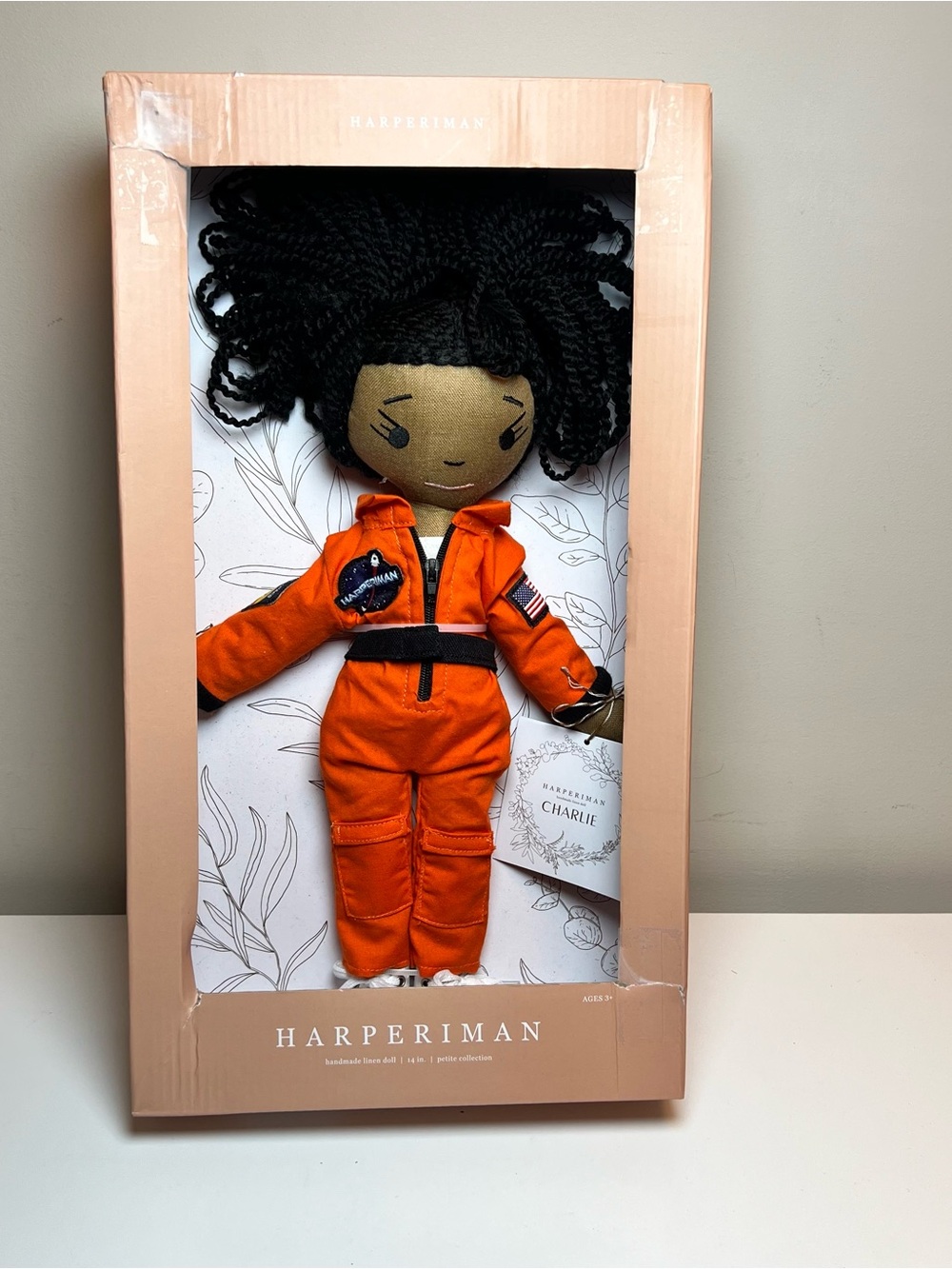 HarperIman Handmade Charlie Astronaut Doll in Orange Flight Suit